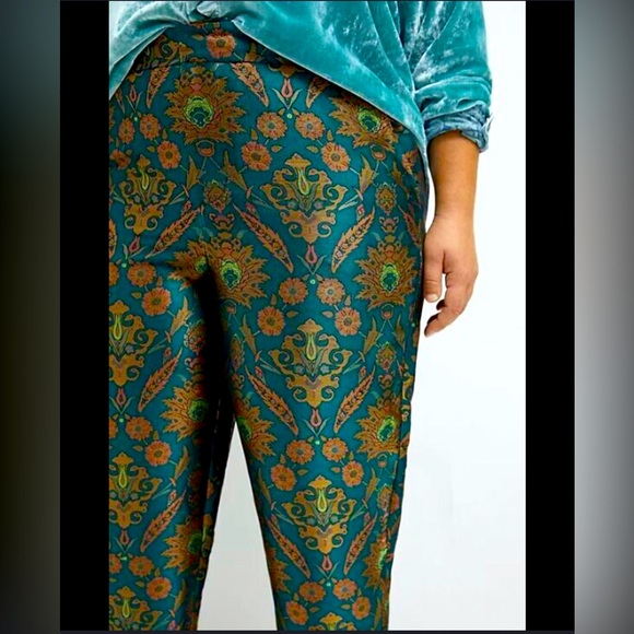 Anthropologie Pants - Anthropologie Maeve jacquard green metallic pant